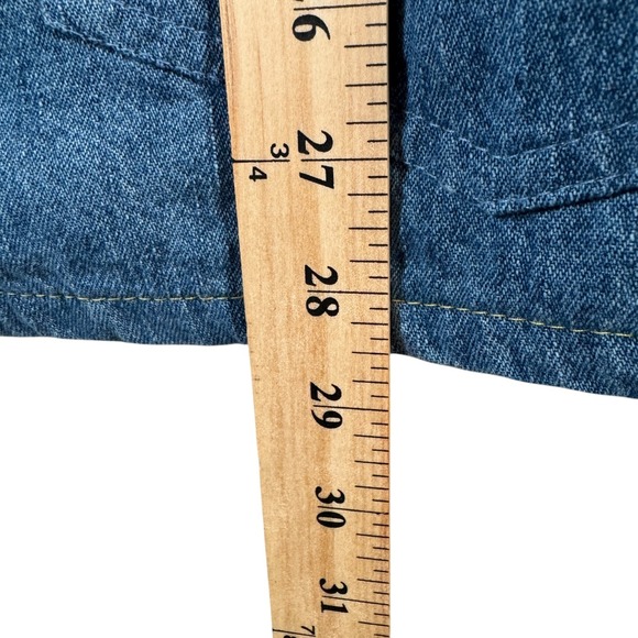 Ease Sport Women's 18W Denim Button Shirt Jacket Blue Leopard Trim Western - Picture 8 of 8